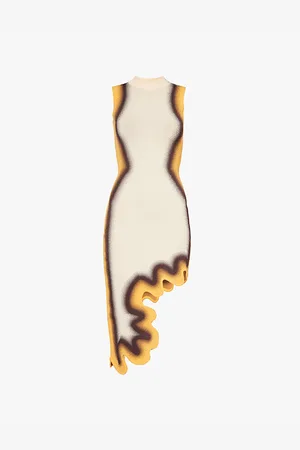 PH5 Brooklyn Wavy Asymmetric-hem Stretch-recycled-viscose Blend Midi Dress