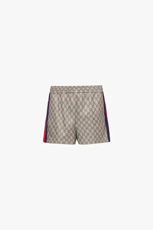 Gucci Monogram-print Striped-panel Woven-blend Shorts