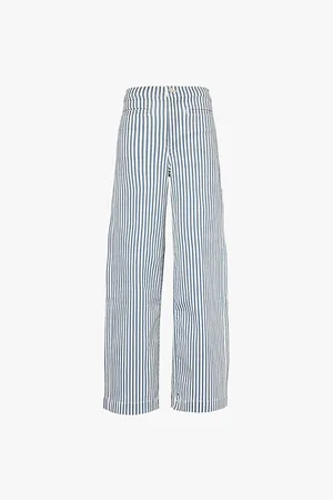 Frame Striped Wide-leg Stretch-denim Trousers