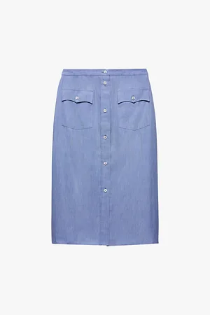 Prada Button-front Mid-rise Cotton Midi Skirt