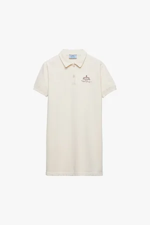 Prada Logo-print Polo-collar Cotton Mini Dress