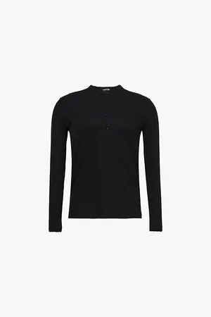 Tom Ford Henley Ribbed Stretch-woven Top