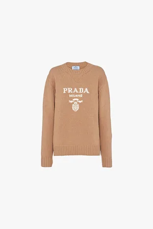 Prada Logo-intarsia Cashmere and Wool-blend Sweater
