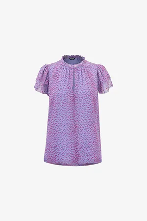 Whistles Cheetah-print Frilled-sleeve Woven Blouse