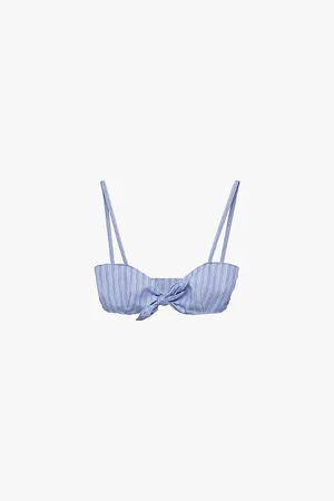 Prada Striped Chambray Cotton Crop Top