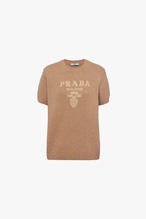 Prada Branded Short-sleeved Wool and Cashmere Sweatshirt