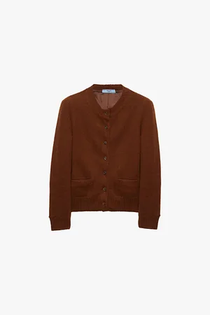 Prada Round-neck Side-pocket Wool Cardigan