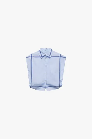 Prada Checked Sleeveless Cropped Cotton Shirt
