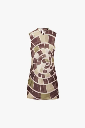 SIEDRES Abstract-pattern Slim-fit Recycled-polyester Mesh Mini Dress