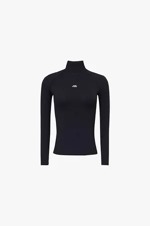 Balenciaga Brand-print High-neck Stretch-woven Top