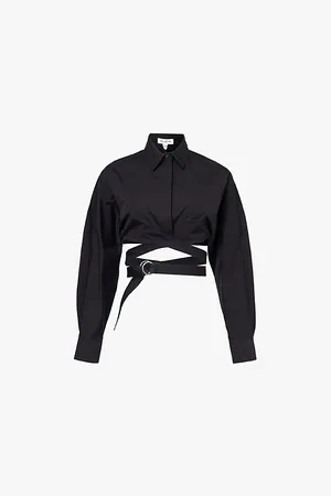 Alaïa Long-sleeved Crossover-strap Cotton Shirt
