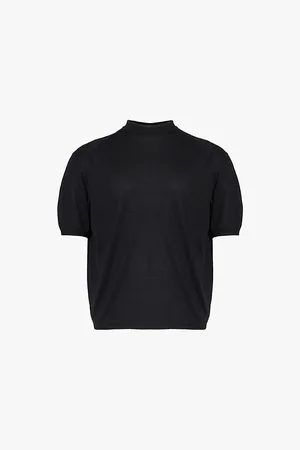 Emporio Armani Monogram-embroidered Dropped-shoulder Knitted T-shirt