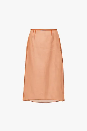 Prada Semi-sheer Mid-waist Silk-organza Midi Skirt