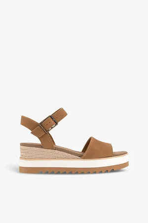 TOMS Diana Ankle-strap Leather Wedge Sandals