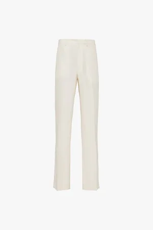 Prada Wide-leg Mid-rise Silk Trousers