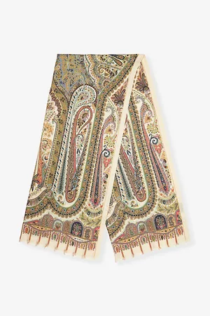 Etro Paisley-print Fringed Wool and Silk-blend Scarf