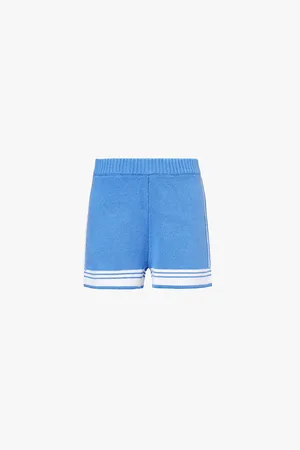 LMND Colour-block Contrast-stripe Cotton-blend Knitted Shorts