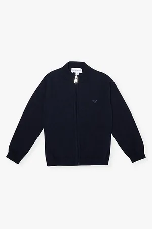 Emporio Armani Logo-embroidered Zip-up Cotton and Wool Jumper 6-36 Months
