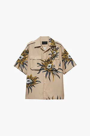 Prada Floral-print Short-sleeved Cotton Shirt