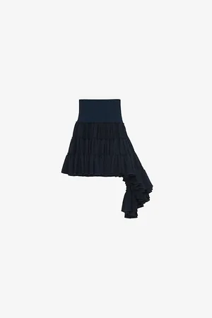 Loewe Ruffled-trim Asymmetric-hem Silk Mini Skirt