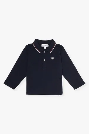 Emporio Armani Logo-embroidered Long-sleeve Stretch-cotton-piqué Polo Shirt 6-36 Months