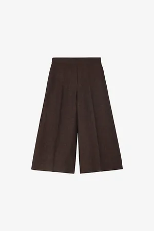 Loewe High-rise Wide-leg Cropped Linen Trousers