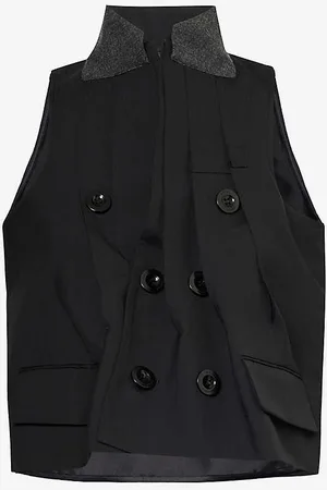 SACAI High-neck Double-breasted Woven Vest