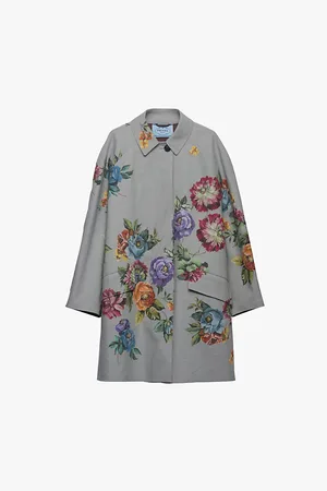 Prada Floral-print Single-breasted Cotton Coat