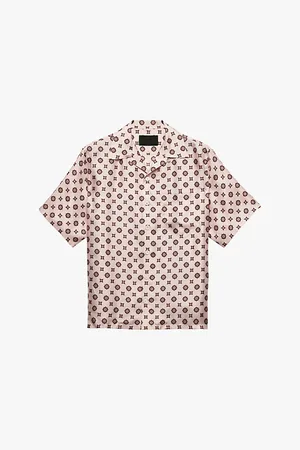 Prada Arabesque-print Short-sleeved Silk Shirt