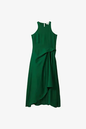 Reiss Micah Draped-front Satin Midi Dress