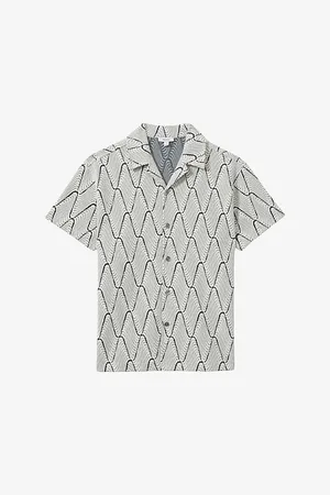 Reiss Enzzo Jacquard-wave Short-sleeve Stretch-cotton Shirt