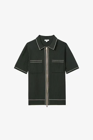 Reiss Christophe Striped-trim Stretch-woven Shirt