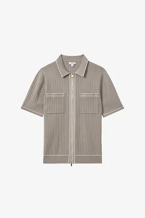 Reiss Christophe Striped-trim Stretch-woven Shirt