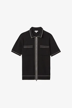 Reiss Christophe Striped-trim Stretch-woven Shirt
