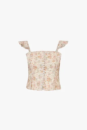Paige Luce Floral-print Cotton-blend Woven Top