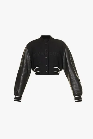 Givenchy Varsity Logo-embellished Cropped Wool-blend Jacket
