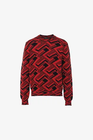 Prada Abstract-pattern Wool and Cashmere-blend Jumper