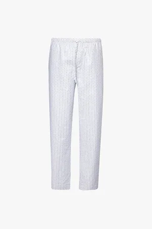 Hanro Brand-print Drawstring-waist Cotton-poplin Pyjama Bottoms