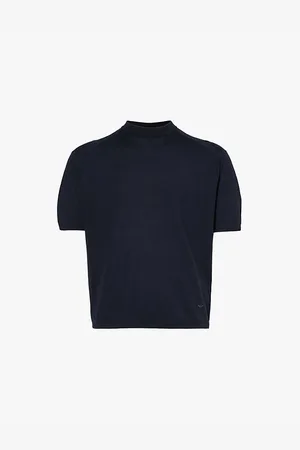 Emporio Armani Monogram-embroidered Dropped-shoulder Woven-blend T-shirt
