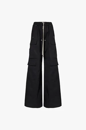 Rick Owens Cargo Belas Wide-leg High-rise Stretch-cotton Trousers