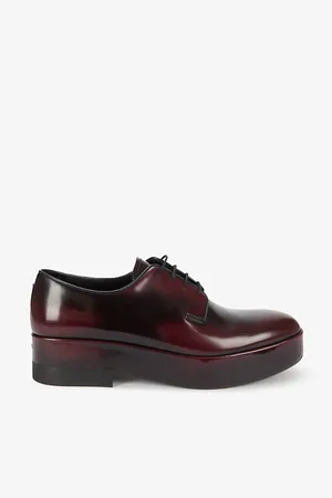 Prada Brushed Laced Leather Derby Shoes