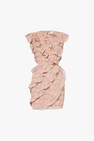 Pretty Lavish Joss Graphic-print Ruffle-trim Woven Mini Dress