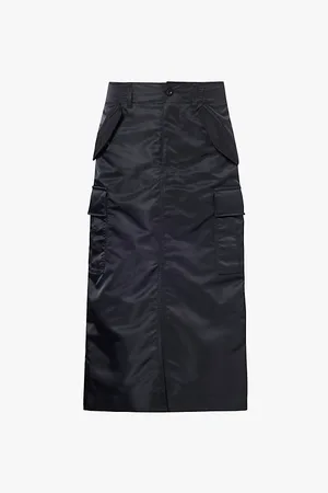 SACAI Pleated-panel Flared-hem Shell Midi Skirt