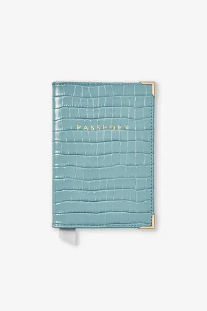 ASPINAL OF LONDON Branded Croc-effect Leather Passport Cover