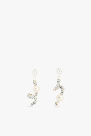 Pearl Octopuss. Y Tiny Snakes Sterling- and Freshwater Pearl Drop Earrings