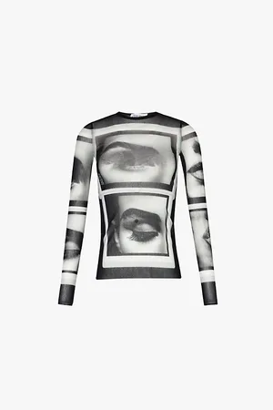 Jean Paul Gaultier Eyes and Lips Graphic-print Mesh Top