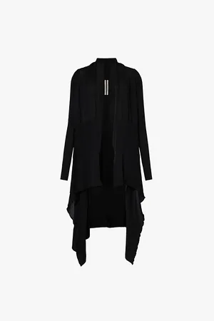 Rick Owens Shawl-collar Waterfall-hem Wool Knitted Cardigan