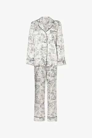 Olivia von Halle Lila Graphic-print Silk-satin Pyjama Set