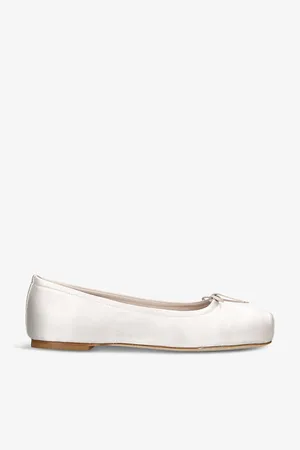 Aeyde Gabriella Bow-embellished Satin Ballet Flats