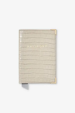 ASPINAL OF LONDON Branded Croc-effect Leather Passport Cover